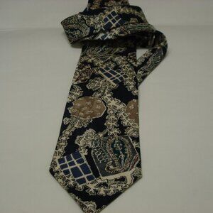 Carlo Ricci Tie Abstract Black All Silk EUC 59" Long